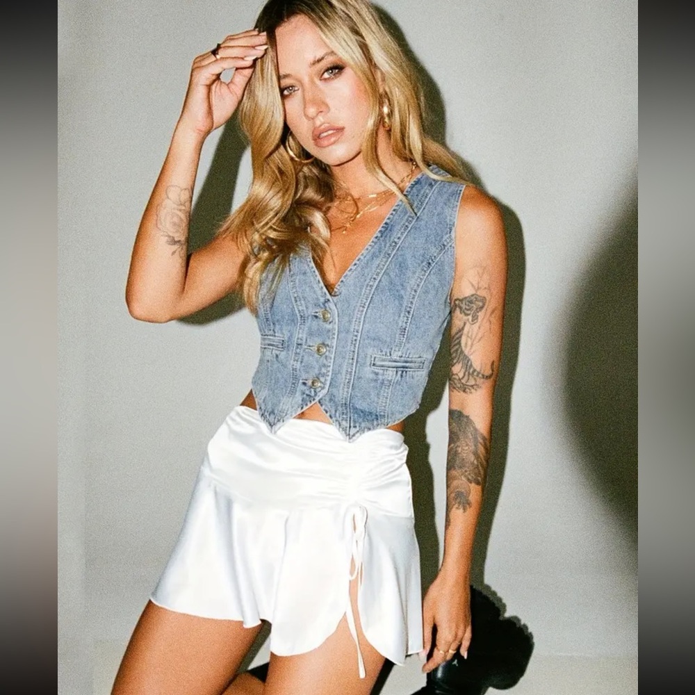 Princess Polly Burrows Denim Vest in Blue